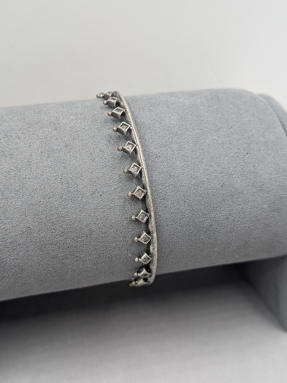 Kendra Scott Silver Tone Crystal Dangle Open Cuff Bracelet | 0030